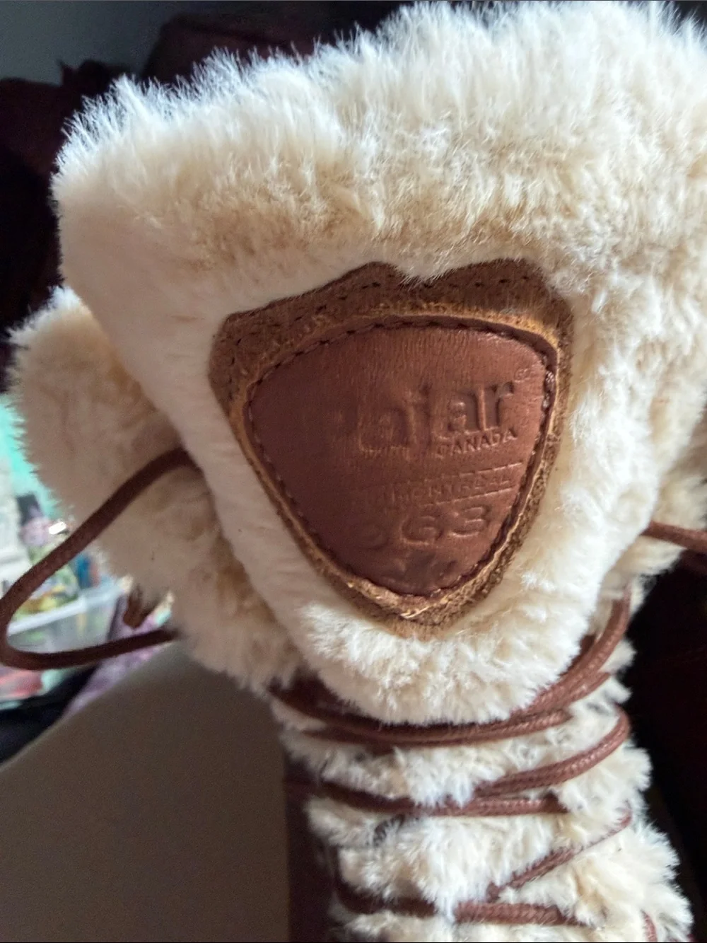 Pajar Brown Leather Fur-Trim Winter Boots with Cream Lining